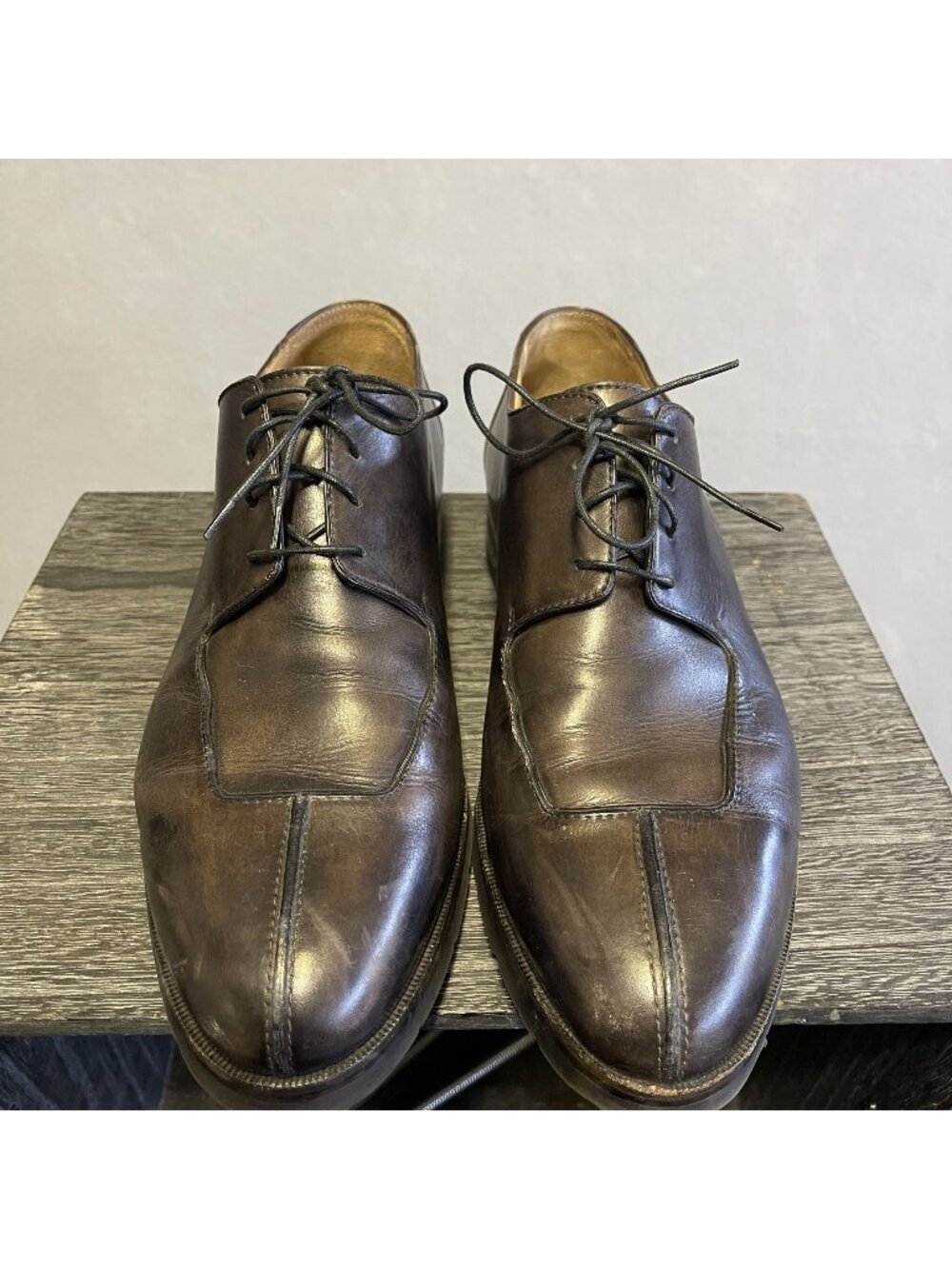 Berluti Sport Dark Brown Leather Split-Toe Derby Shoes Size 10.5